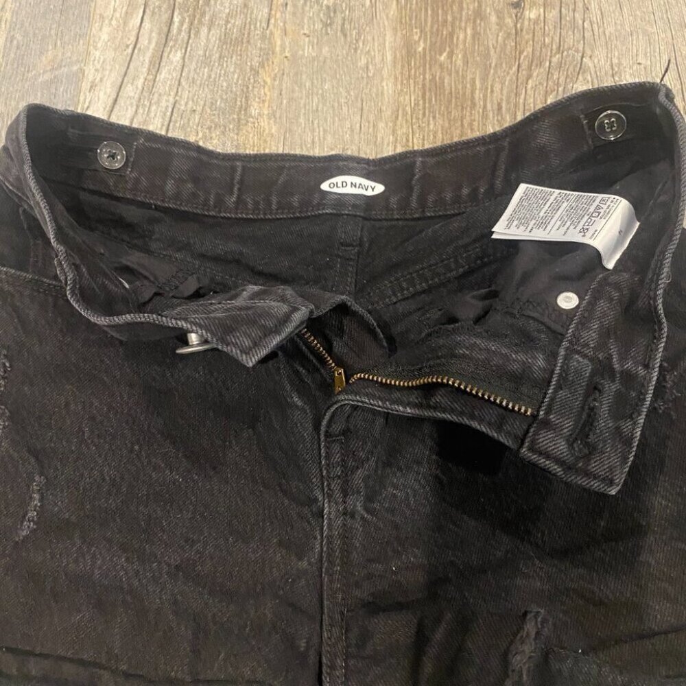 Old Navy High-Waisted Ripped Black Jean Shorts for Junior Girls Size 14 - Picture 5 of 6